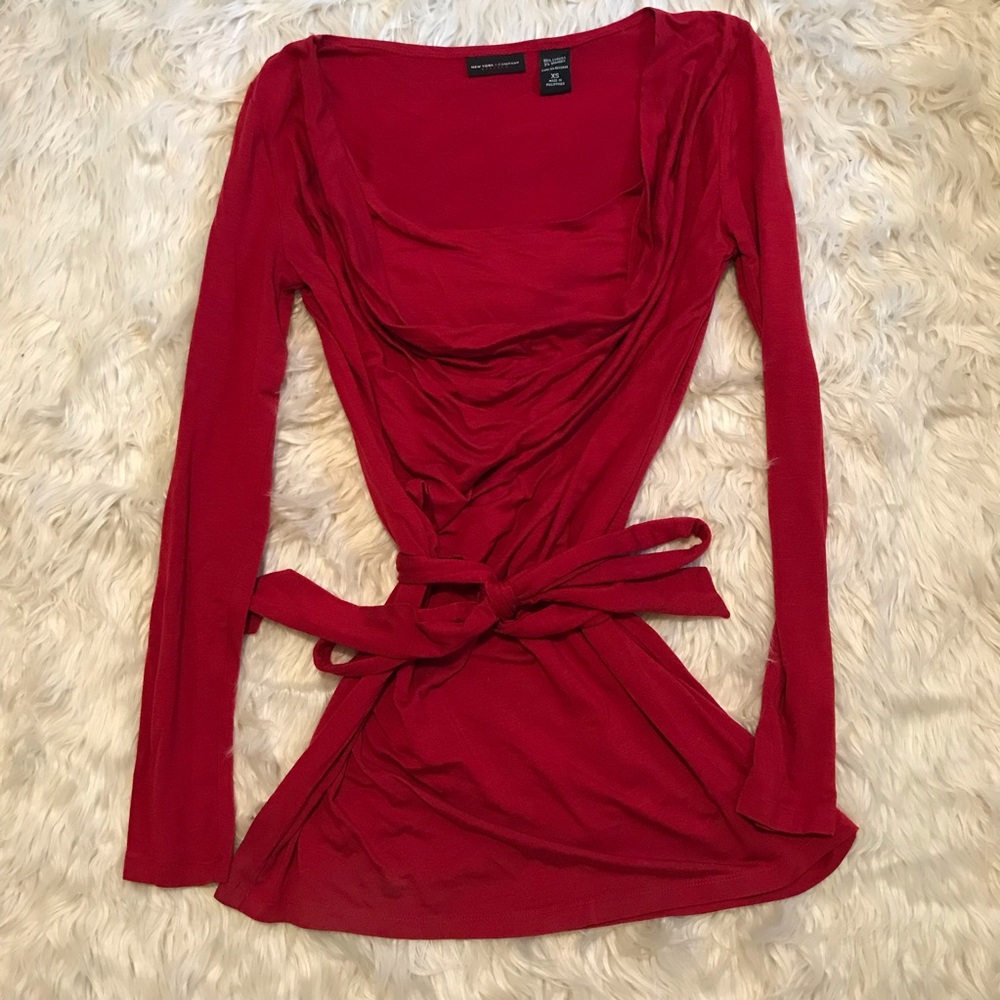 EUC Cowl neck layered tunic with belt